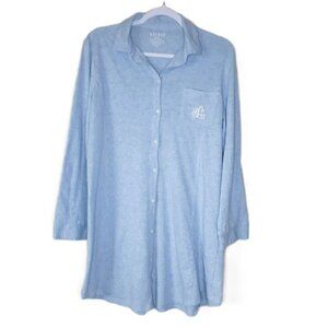 Lauren Ralph Lauren Blue Button Nightgown Large Cotton